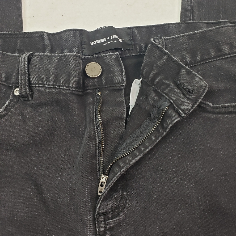 Homme + Femme Slim Fit Jeans in Black - Unisex Size 36 Waist/ 30 Inseam - Picture 8 of 12